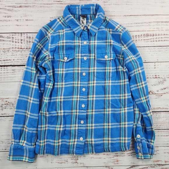 Patagonia Tops - Patagonia Fjord Flannel 53915 Blue Plaid Organic Cotton Shirt Womens‎ 2 Western